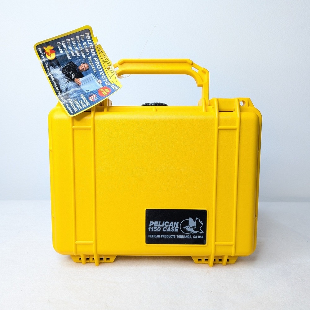 NWT Pelican 1150 Watertight Protector Case Dry Box w Foam Padding Yellow